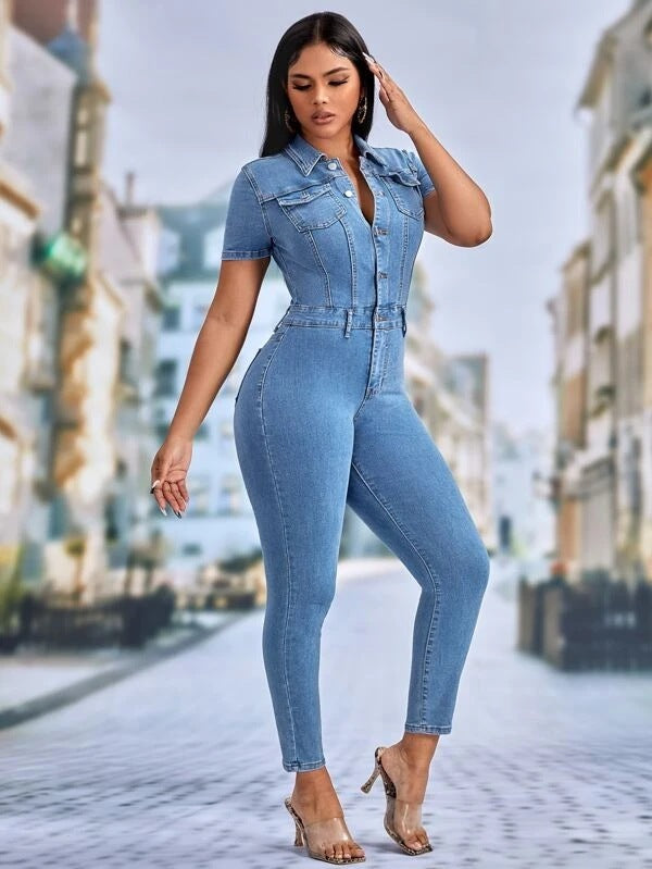 S4R-Fashion Skinny Denim Jumpsuit Women's Jeans