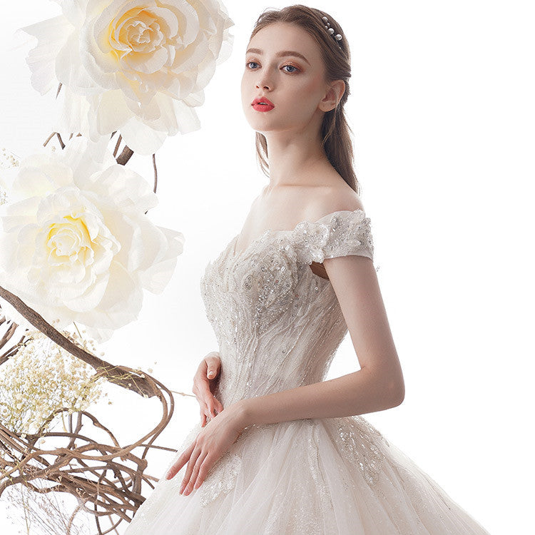 S4R-Women's Fashion Wedding Simple Large Trailing Dresses