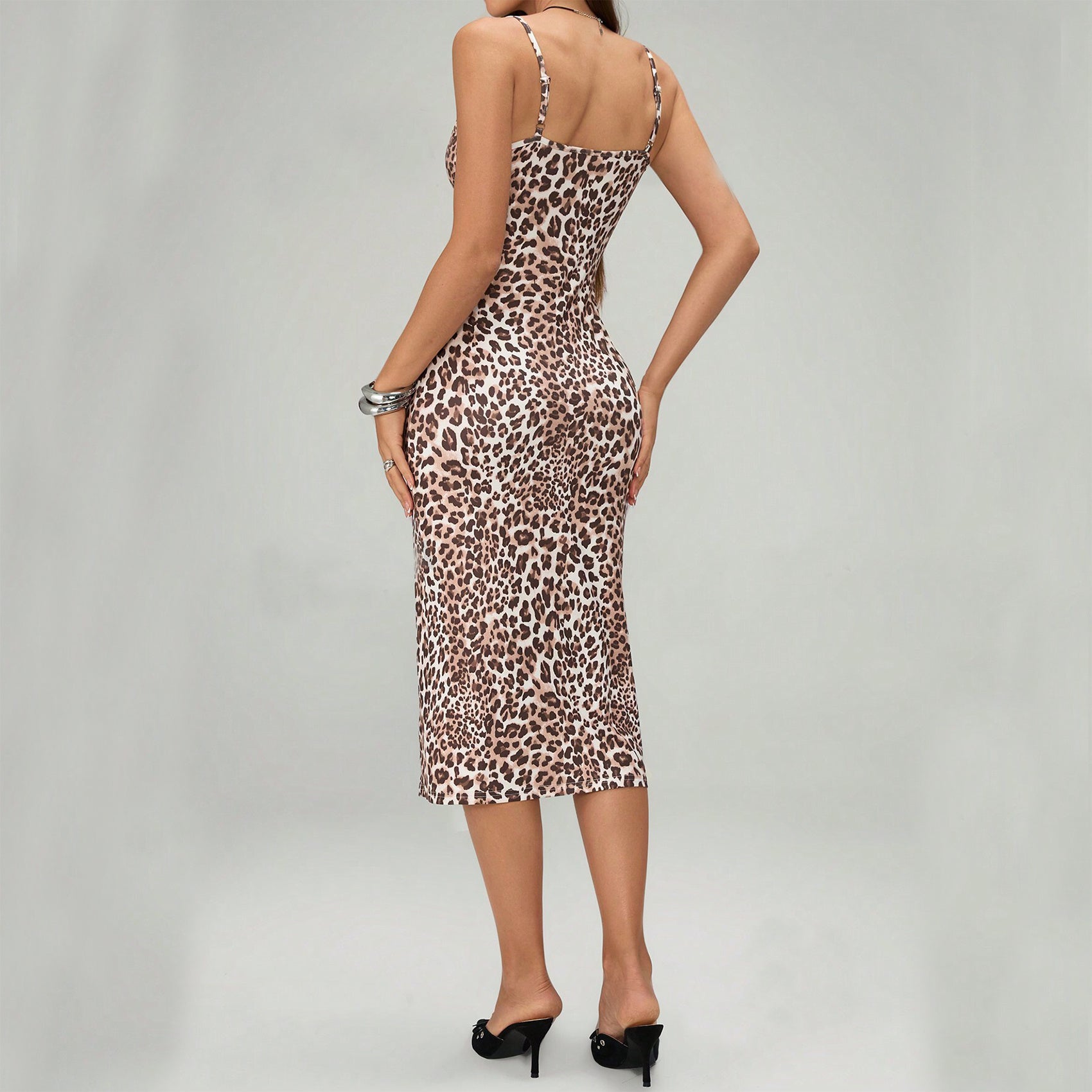 S4R-Summer Printed Suspender Split Dress Fashion Slim Lace-up Long Dresses For Women Clothing