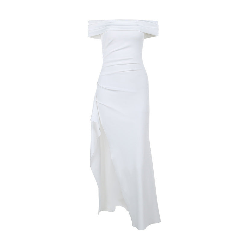 S4R-Women's Fashion Temperament Solid Color Slim Sleeveless Split Dresses