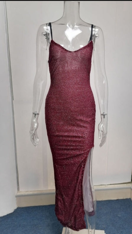 S4R-Women's High-end High-waisted Evening Dresses With Suspenders And V-necks