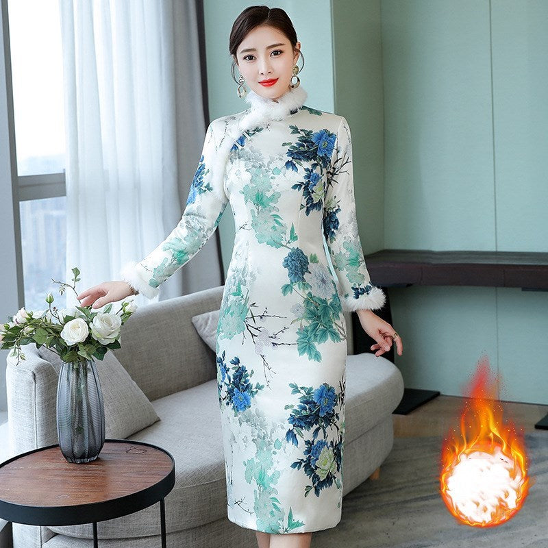 S4R-Thickened warm vintage MIDI dresses