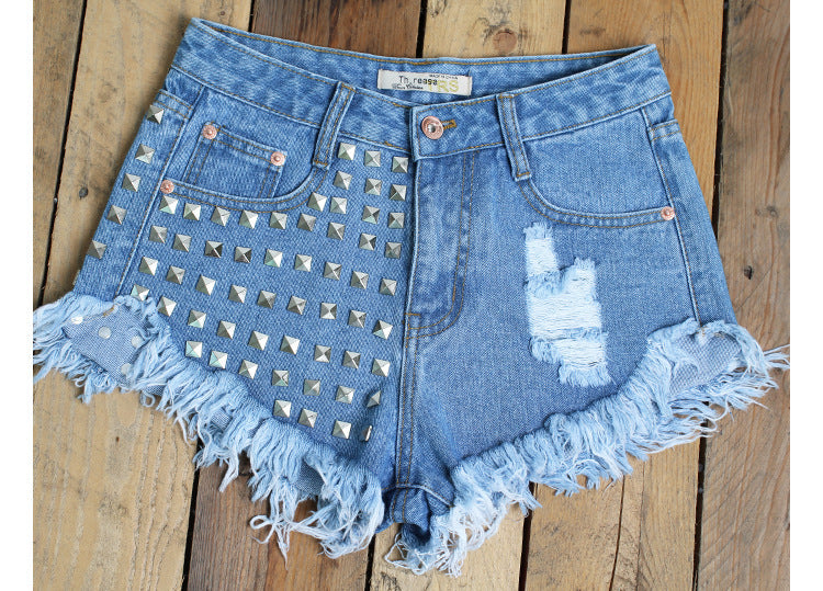 S4R-Denim high waist shorts