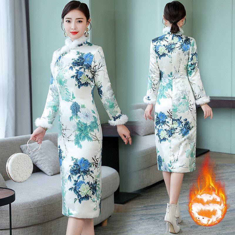 S4R-Thickened warm vintage MIDI dresses