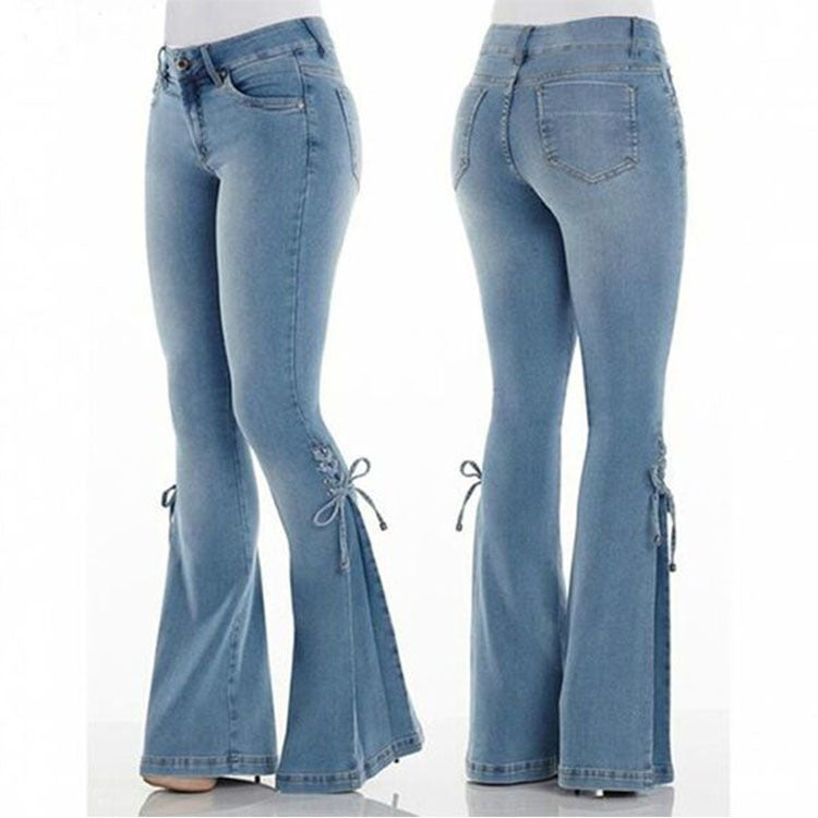 S4R-Ladies jeans mid-waisted denim trousers stretch jeans