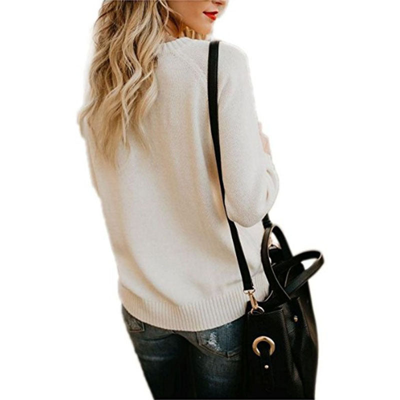 S4R-Autumn Winter Women Sweaters Heart Pattern Printed Long Sleeve Tops O-Neck Lovely Pullovers Knitted Loose Sweaters Tops