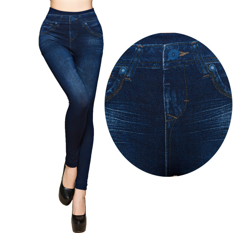 S4R-Women Leggings Plus size Faux Denim Jeans Leggings