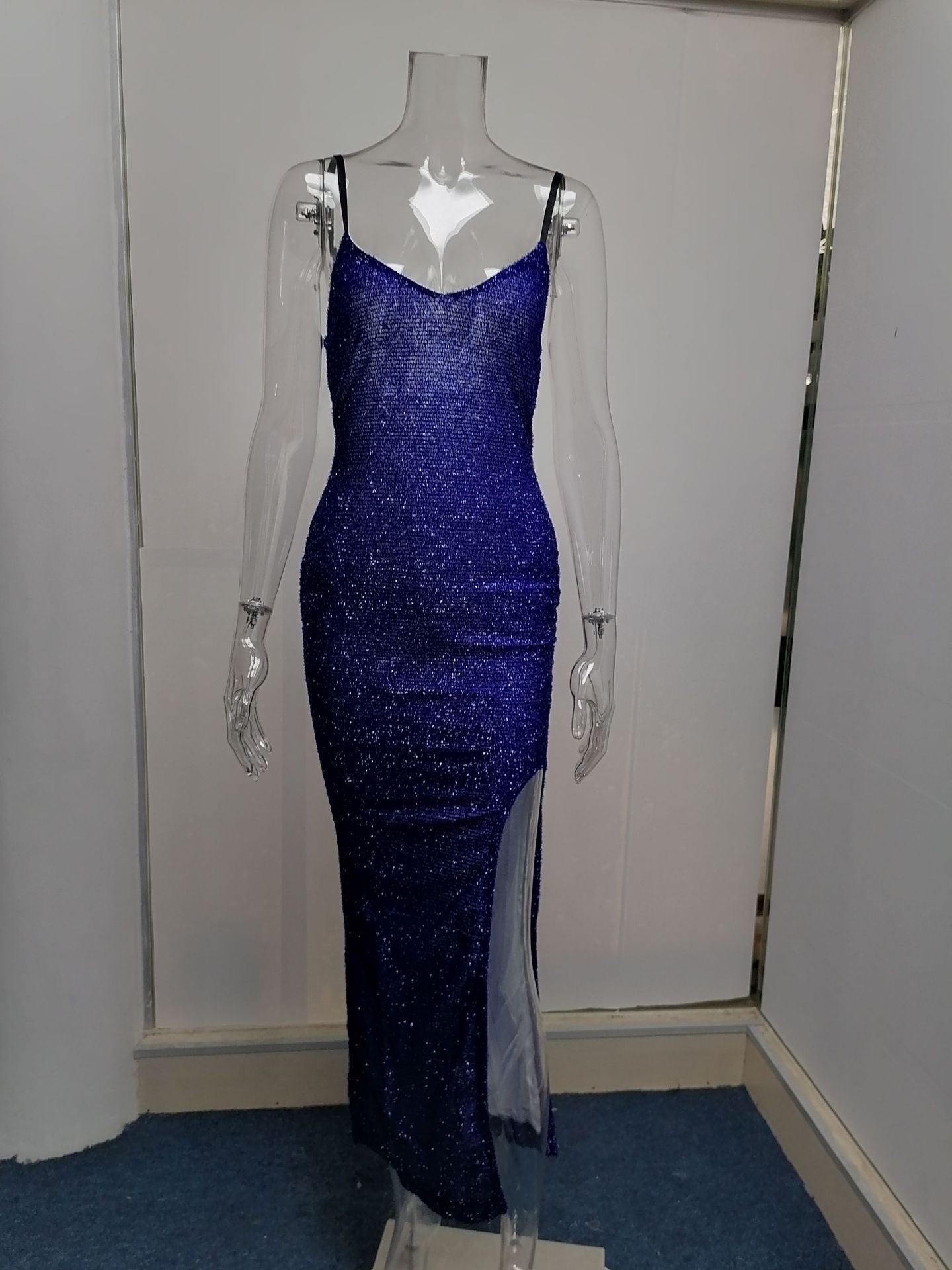 S4R-Women's High-end High-waisted Evening Dresses With Suspenders And V-necks