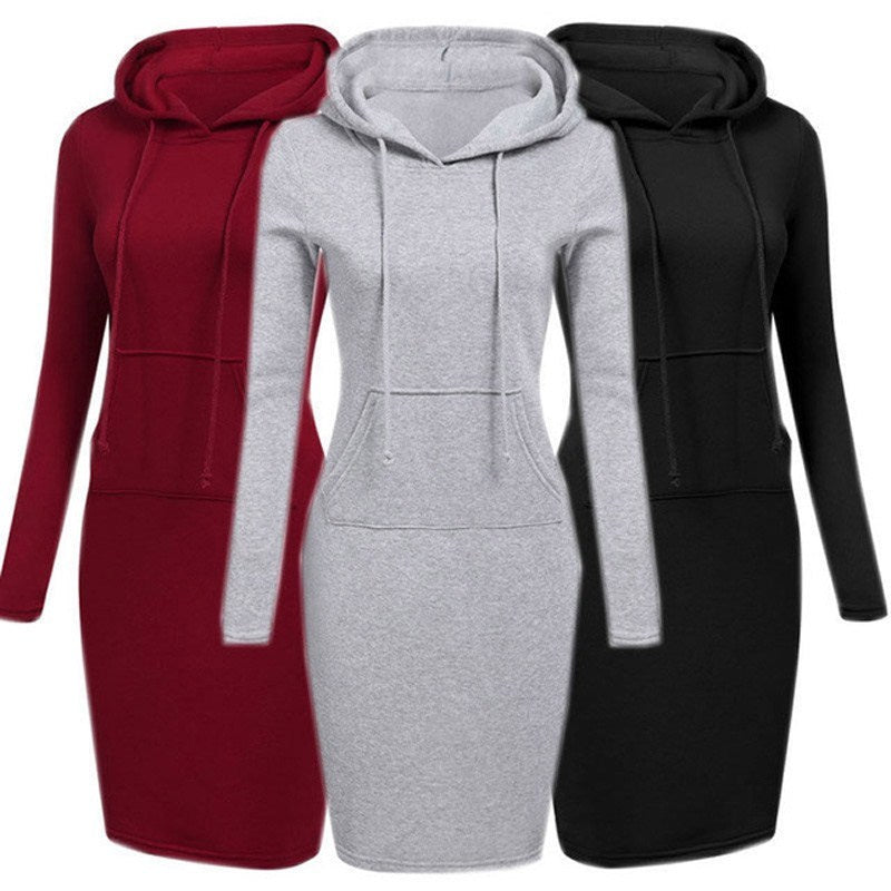 S4R-Autumn Winter Women Hoodies Sweatshirts Long-sleeved Dress