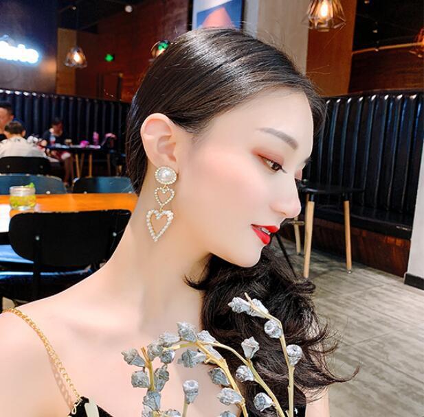S4R-Pearl Rhinestone Drop Earrings