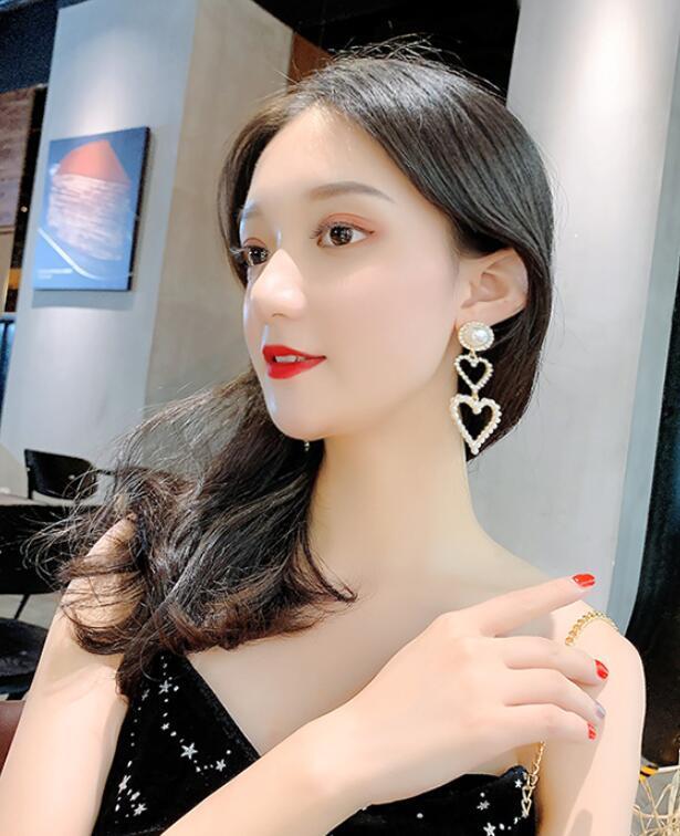 S4R-Pearl Rhinestone Drop Earrings
