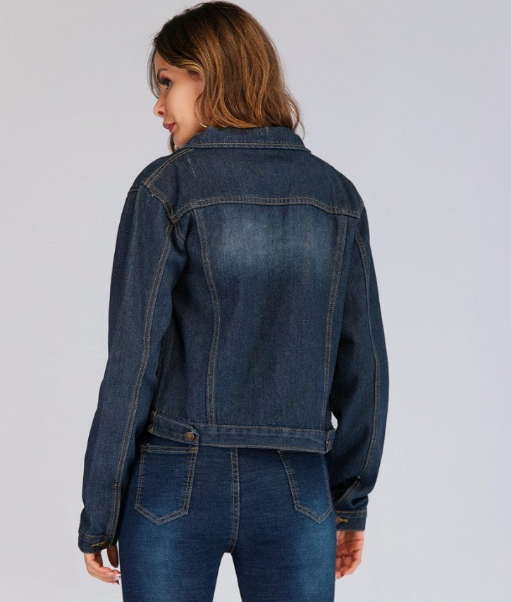 S4R-Women's Slim Denim Jacket Women's Short Loose Jacket Denim Jacket
