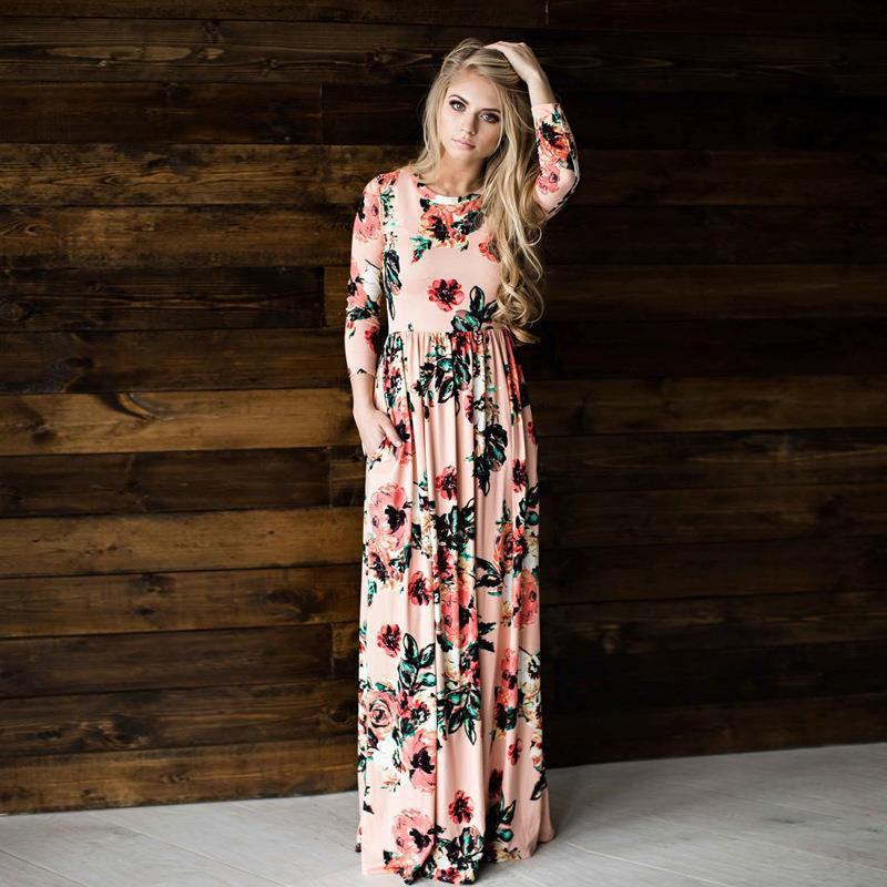 S4R-Fashion Dresses Women Printed Party Gown Ladies