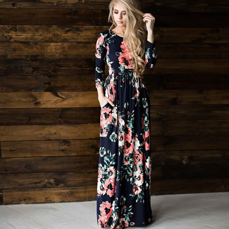 S4R-Fashion Dresses Women Printed Party Gown Ladies