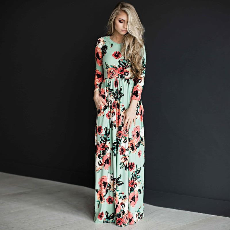 S4R-Fashion Dresses Women Printed Party Gown Ladies
