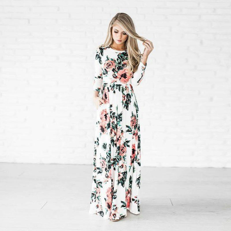 S4R-Fashion Dresses Women Printed Party Gown Ladies