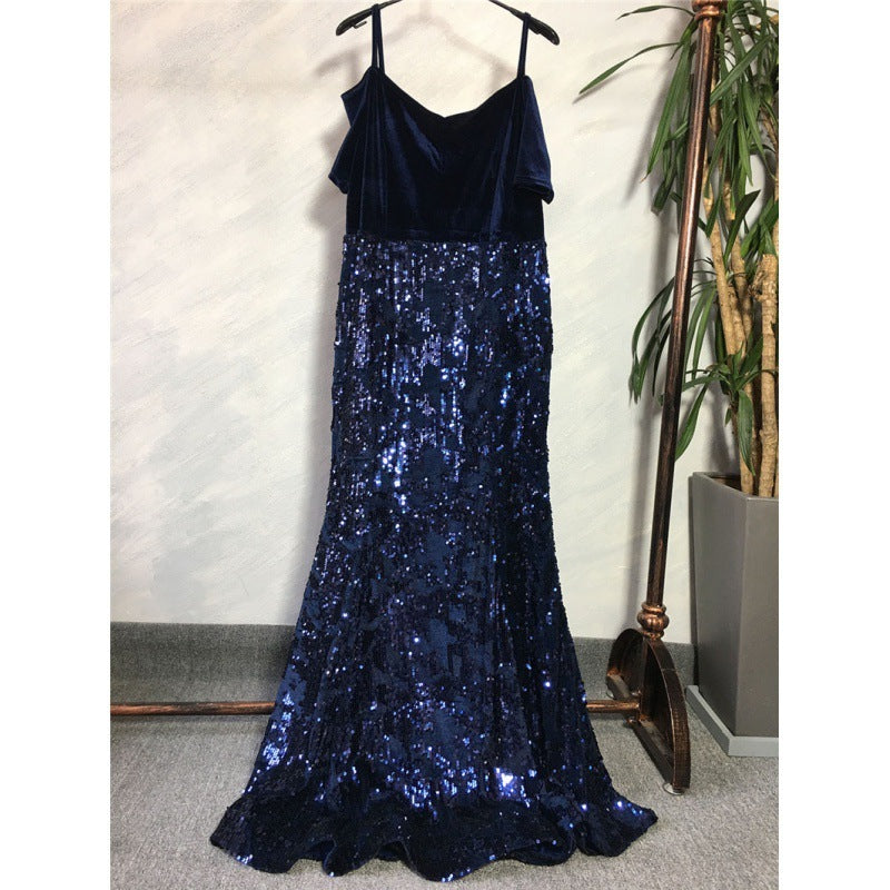 S4R-African Fashion Party Dress Sequined Sexy Evening Dresses