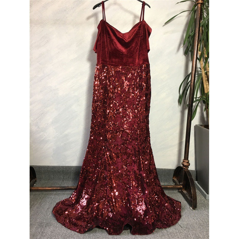 S4R-African Fashion Party Dress Sequined Sexy Evening Dresses
