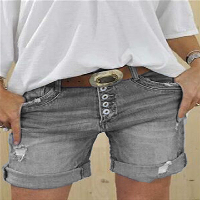 S4R-Ladies Denim Shorts Ripped Sexy Denim Shorts