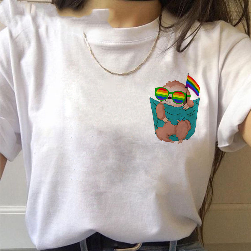 S4R-Sloth Kawaii Printed Women T-shirts