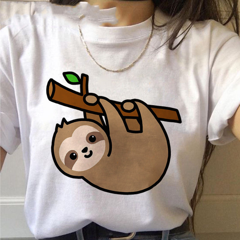 S4R-Sloth Kawaii Printed Women T-shirts