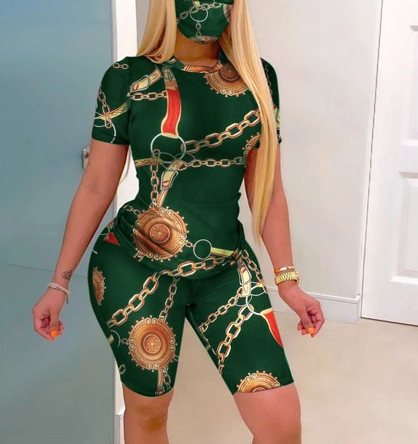 S4R-Fitness O-neck Sports Suit Female Short Sleeve Two-piece Suit