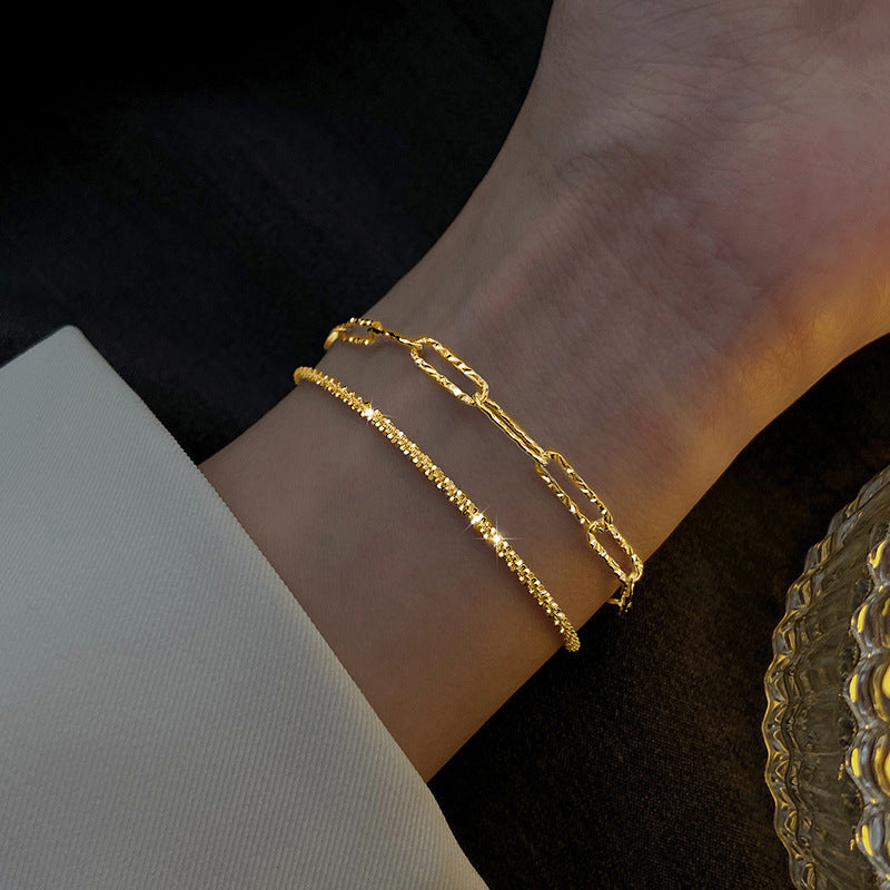 S4R-Gold And Sliver Rhinestones Bracelet Womens Jewelry