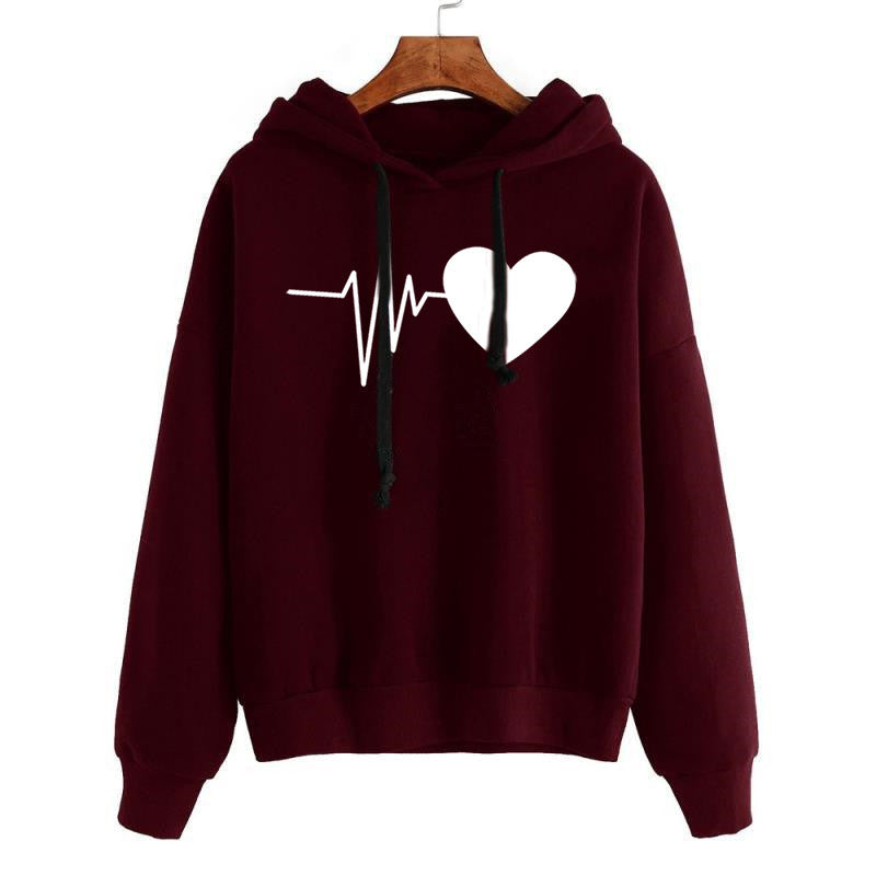 S4R-Heart Print Streetwear Hoodies Women Sweatshirt Spring Autumn Long Sleeve Hoodie Clothes