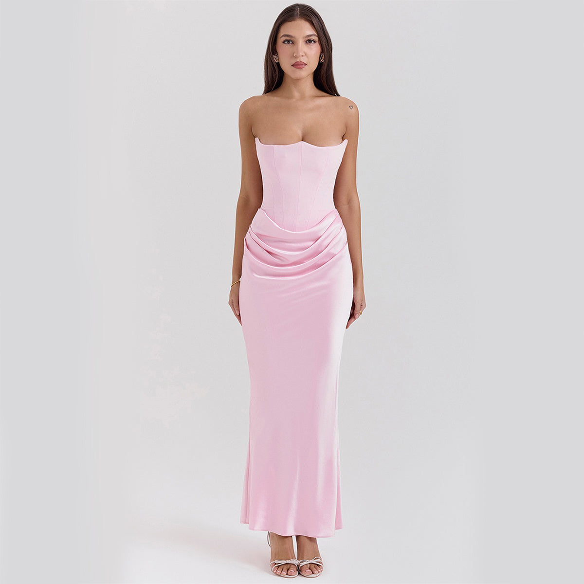 S4R-Slim Tube Top Long Dress Sexy Fashion Bandeau Backless Party Evening Dresses For Women Clothing