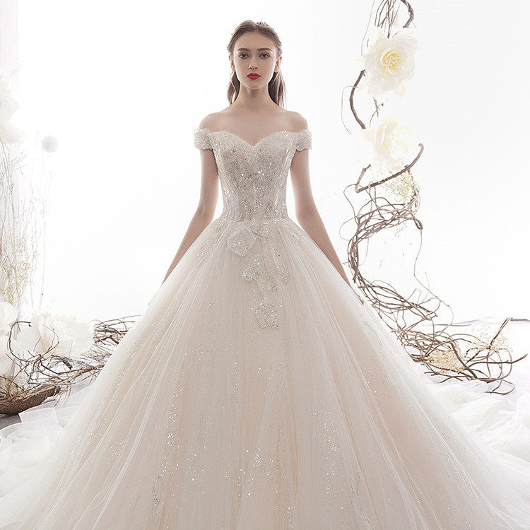 S4R-Women's Fashion Wedding Simple Large Trailing Dresses
