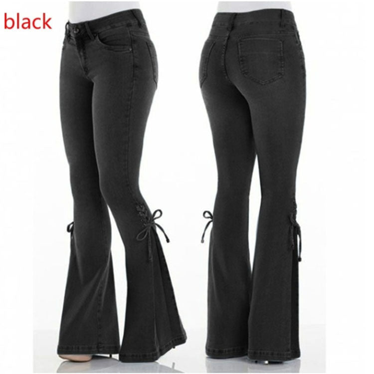 S4R-Ladies jeans mid-waisted denim trousers stretch jeans