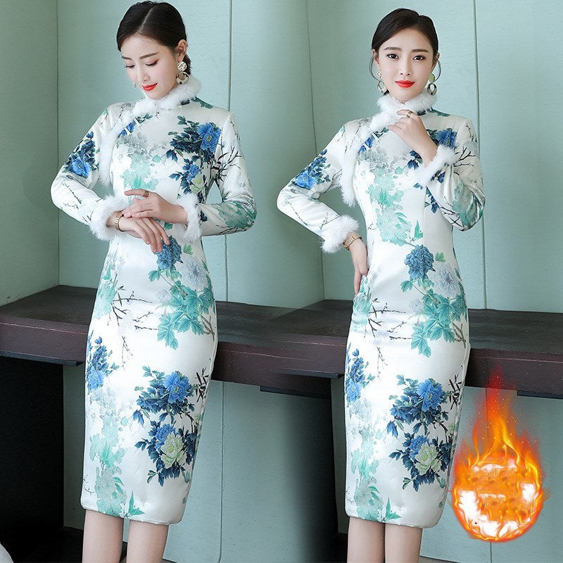S4R-Thickened warm vintage MIDI dresses