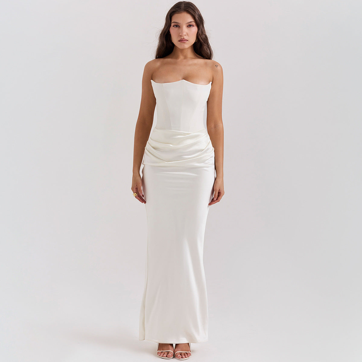 S4R-Slim Tube Top Long Dress Sexy Fashion Bandeau Backless Party Evening Dresses For Women Clothing
