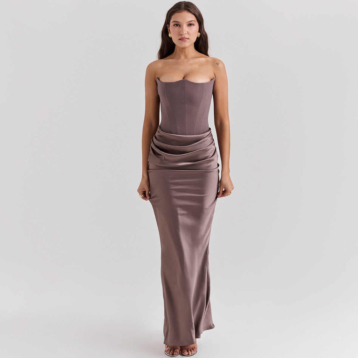 S4R-Slim Tube Top Long Dress Sexy Fashion Bandeau Backless Party Evening Dresses For Women Clothing