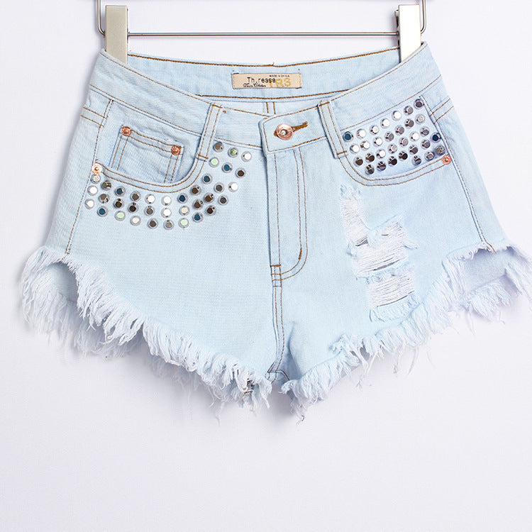S4R-Denim high waist shorts