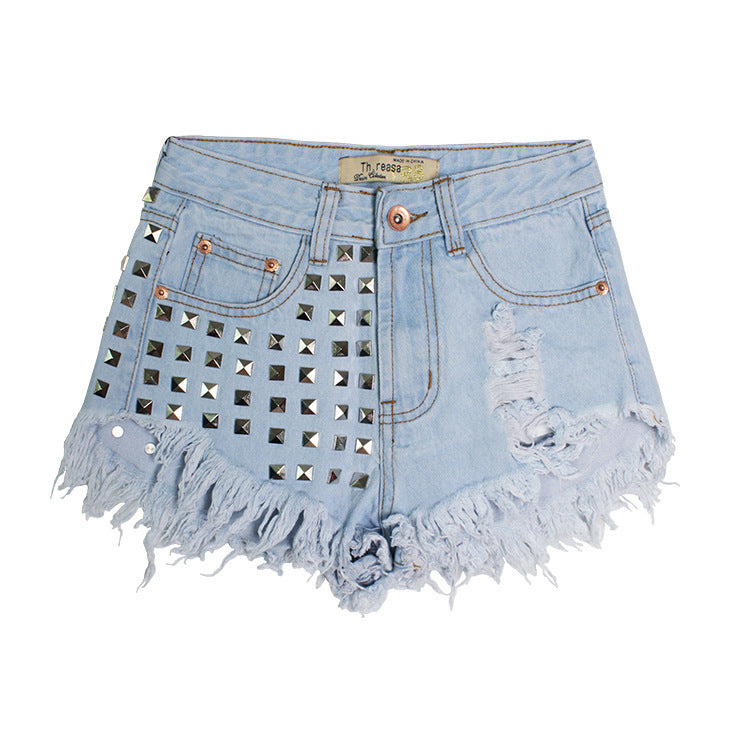 S4R-Denim high waist shorts