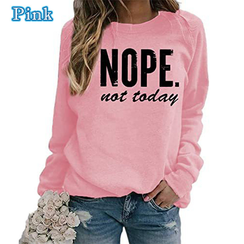 S4R-European And American Letter Printing Capless Round Neck Sweaters Women's Clothing