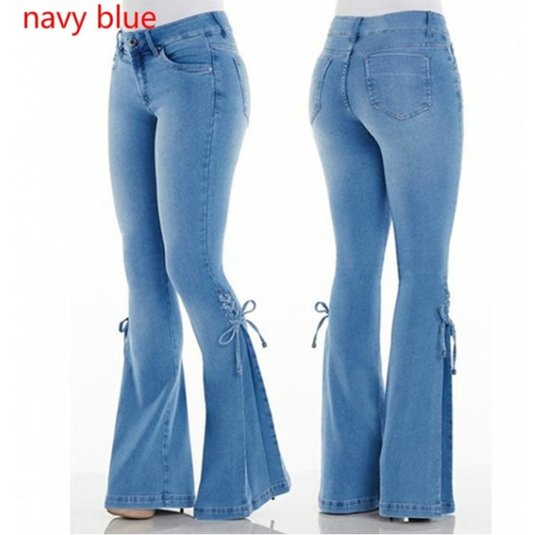 S4R-Ladies jeans mid-waisted denim trousers stretch jeans
