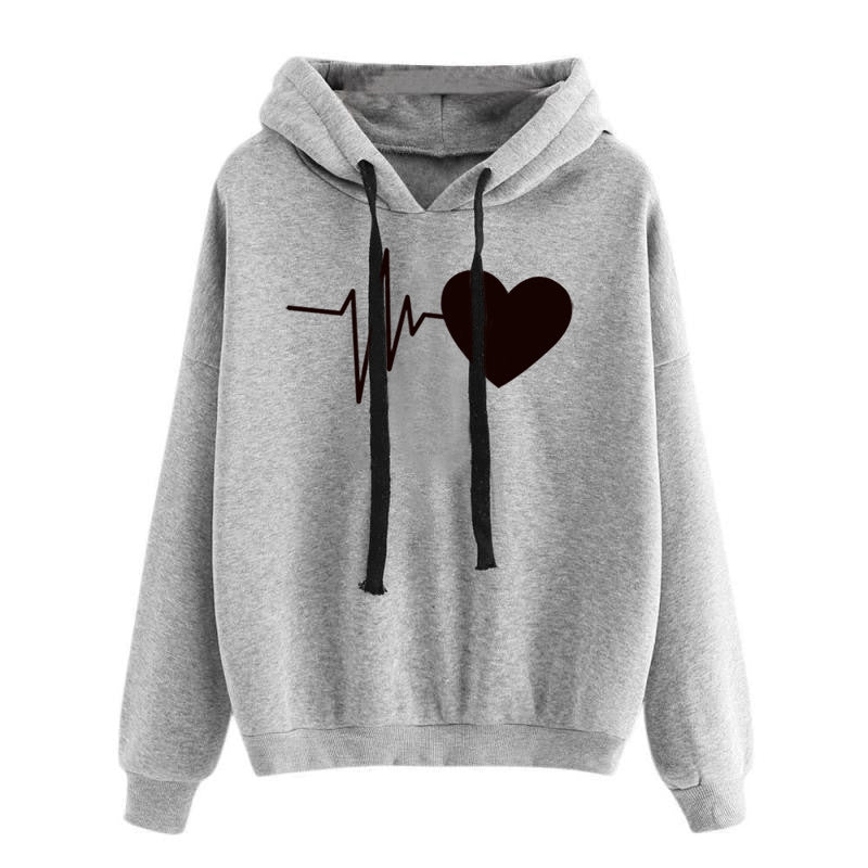 S4R-Heart Print Streetwear Hoodies Women Sweatshirt Spring Autumn Long Sleeve Hoodie Clothes