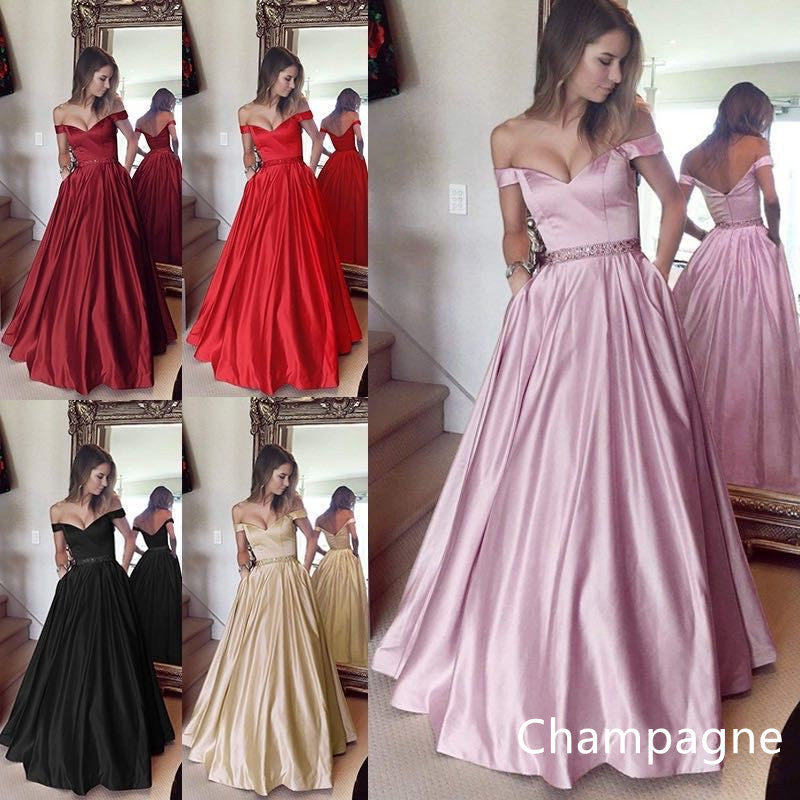 S4R-Women's Fashion Solid Color Party Dresses