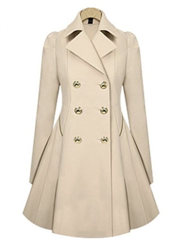 S4R-Fold Over Collar Double Breasted Plain Coats