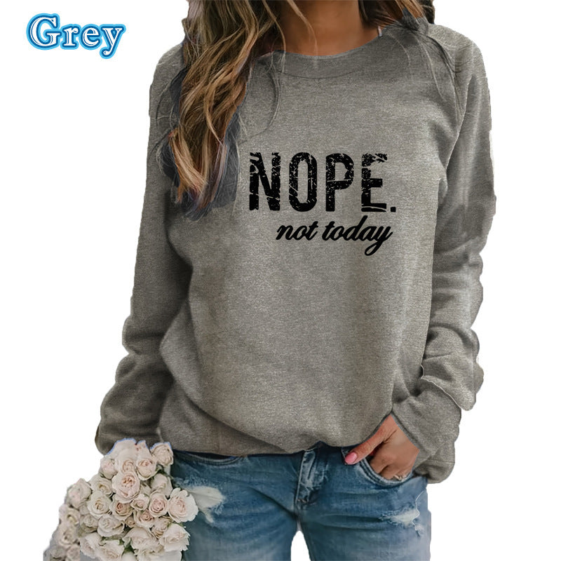 S4R-European And American Letter Printing Capless Round Neck Sweaters Women's Clothing