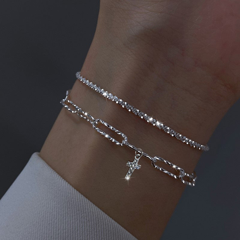 S4R-Gold And Sliver Rhinestones Bracelet Womens Jewelry