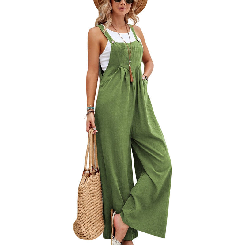 S4R-Women Long Bib Pants Overalls Casual Loose Rompers Jumpsuits With Pockets
