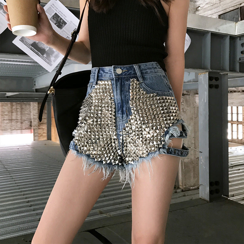 S4R-High waist denim shorts