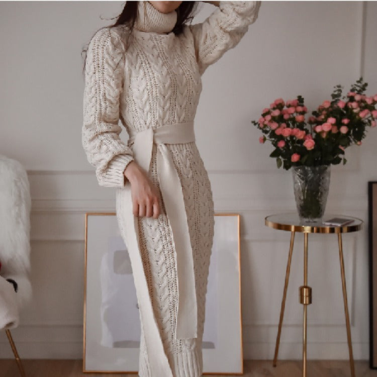 S4R-Turtleneck knitted bottoming sweater dress