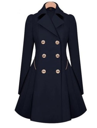 S4R-Fold Over Collar Double Breasted Plain Coats