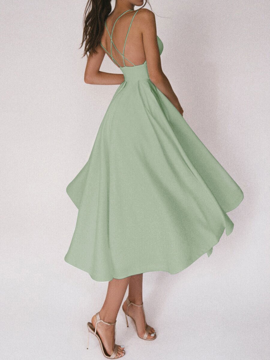 S4R-Sexy V-neck Suspender Dress Summer Fashion A-Line Long Dresses For Women