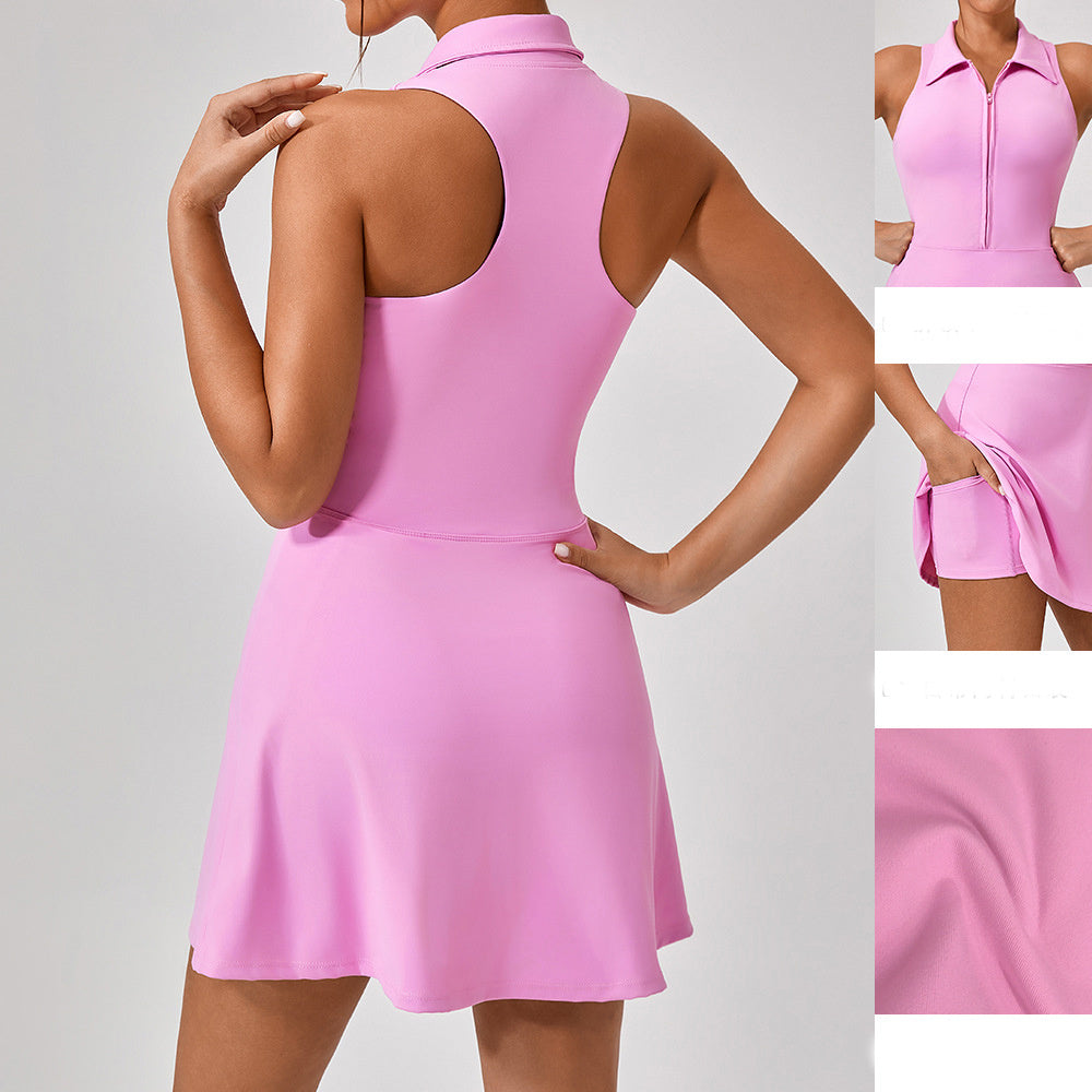 S4R-Tight High Waist Sports Dress Women's Lapel Dresses