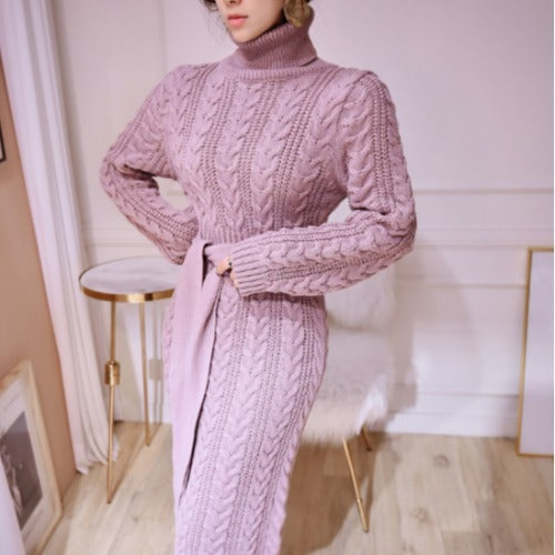 S4R-Turtleneck knitted bottoming sweater dress